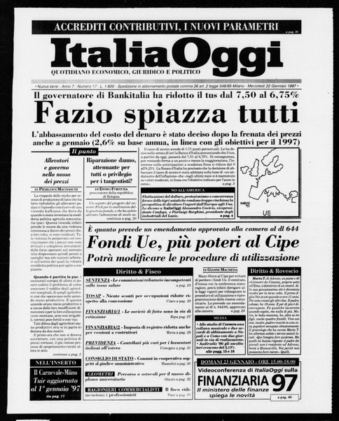 Italia oggi : quotidiano di economia finanza e politica